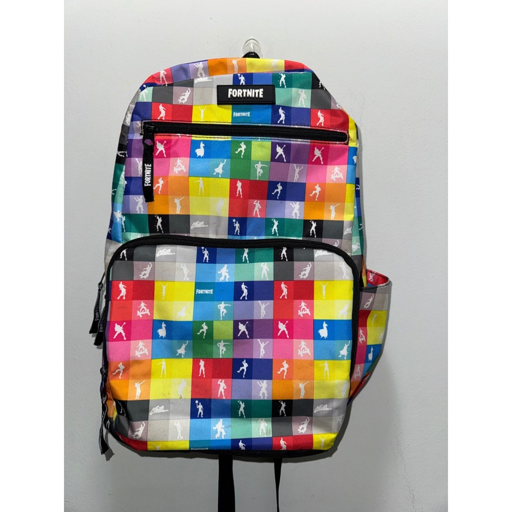 Fortnite Amplify Multicolor Checkered Backpack School Book Bag Epic Games